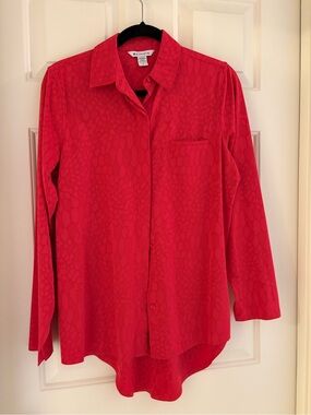 Athleta Red Subtle-Print Long Sleeve Shirt